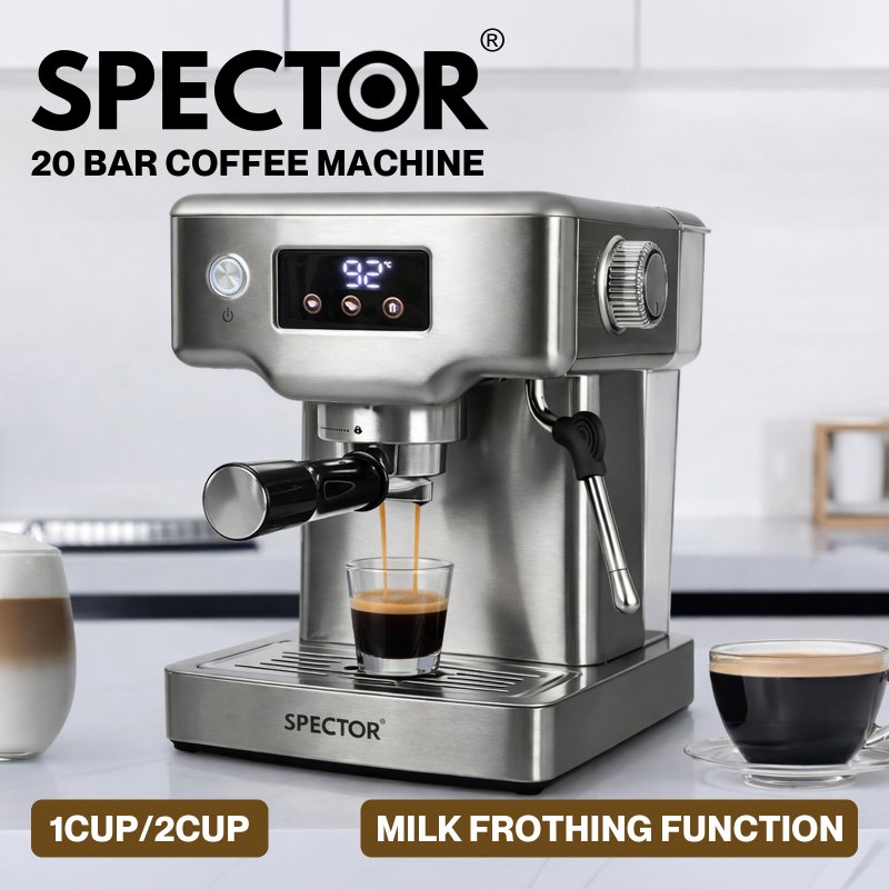 Spector Ultra Espresso Machine with LCD Display, Barista Coffee Machine