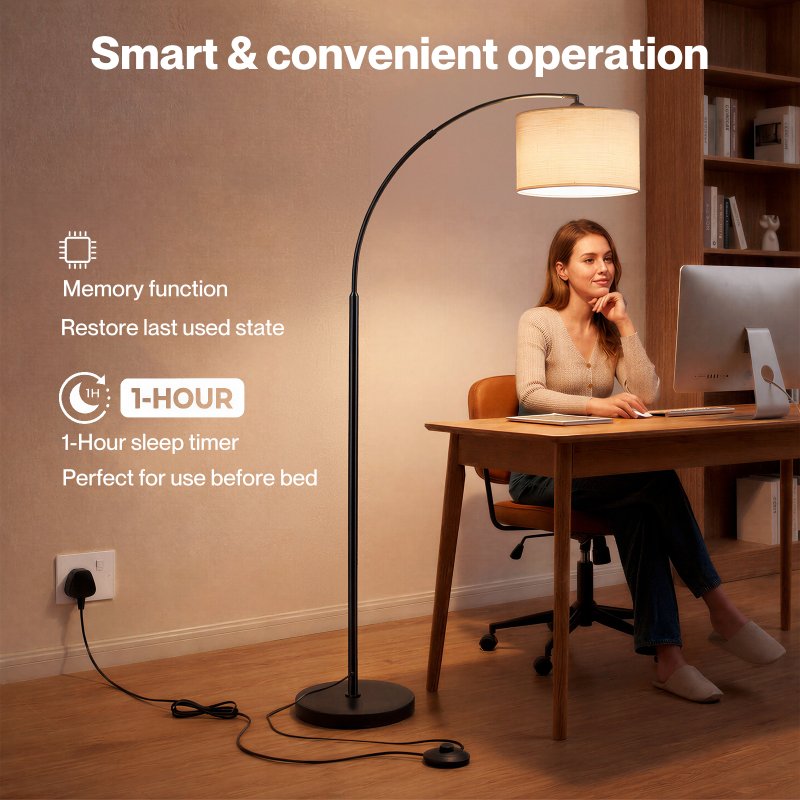 Emitto Standard Floor Lamp Dimmable Standing Lamp Smart Control Adjustable Timer