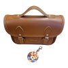 Floral Lined Leather Midi Satchel - Chestnut