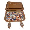 Floral Lined Leather Midi Satchel - Chestnut