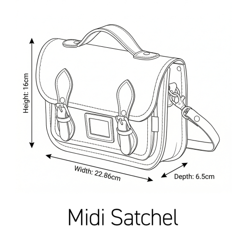 Floral Lined Leather Midi Satchel - Chestnut