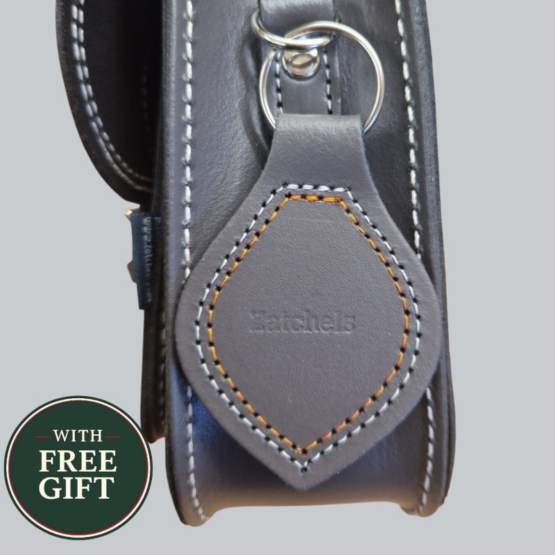 Leather Midi Satchel - Double Stitch - Graphite