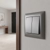 Toolight Double Switch With Frame Oste Jnh007-w Grey
