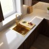 Rea Steel Sink With 3-piece Accessory Set Leo 40 Brush Gold Grey accessories