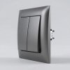 Toolight Double Switch With Frame Oste Jnh007-w Grey