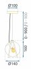 Pendant Lamp TOOLIGHT APP1089-1CP Gold Transparent Ball 1-light point E27 14x14x16-106cm
