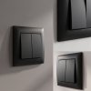 Toolight Double Switch With Frame Oste Jnh007-w Black