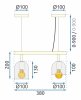 Pendant Lamp TOOLIGHT APP1032-2CP Gold White 2-light points E27 38x10x20-110cm