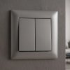 Toolight Double Switch With Frame Oste Jnh007-w Grey