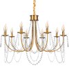 Chandelier Toolight APP766-8CP Crystal Gold Candles 8-light points E14 75x75x48,5-118,5cm