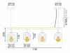 Pendant Lamp TOOLIGHT APP1030-4CP Gold White 4-light points E27 74x10x20-110cm