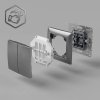 Toolight Double Switch With Frame Oste Jnh007-w Grey