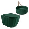 Rea Set: Wall-hung Toilet Bowl + Countertop Washbasin Duo Matcha Matt