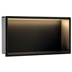 BATHROOM SHELF REA LED BLACK 30X60