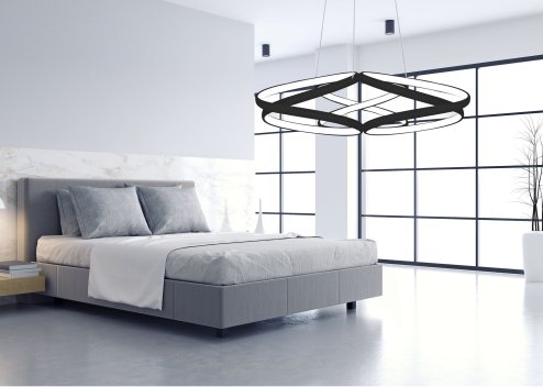 Pendant LED Lamp TOOLIGHT APP793-CP Modern Black + remote control 3-light points 70W 54x54x26-89cm