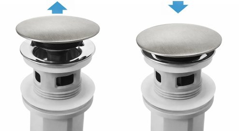 UNIVERSAL CLICK-CLACK WASHBASIN SIPHON REA FLOW BRUSH NICKIEL