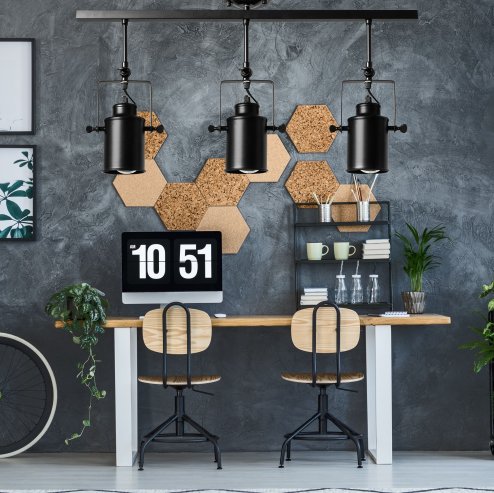 Pendant Lamp TOOLIGHT APP487-3C SPOT 3 Black 3-light points E27 10,5x70x38cm