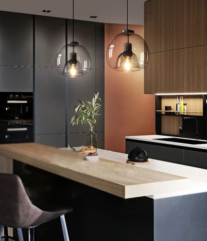 Pendant Lamp TOOLIGHT APP1027-1CP Black Round 1-light point E27 25x25x45-100cm