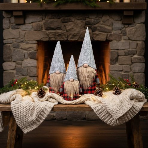 CHRISTMAS GNOME SET TUTUMI YX055 RED GREY