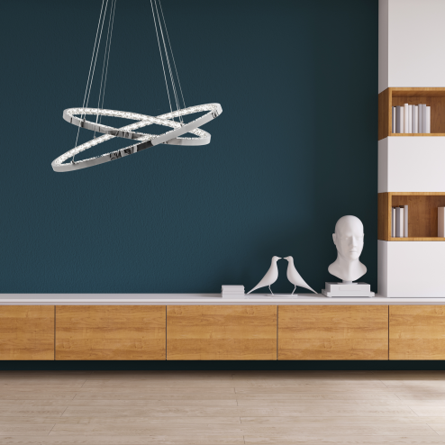 Pendant LED Lamp TOOLIGHT APP771-3CP Cristal + remote control 2-light points 70x70x50-100cm