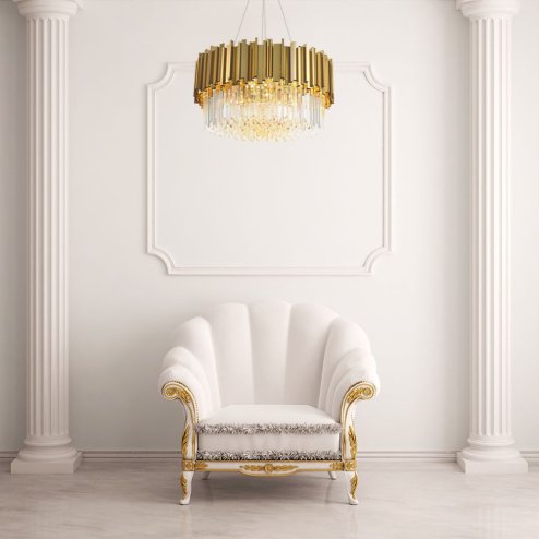 Chandelier Toolight APP601-C Crystal Gold 4-light points E14 38x38x13,5cm