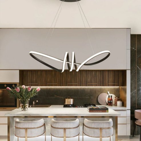 Pendant LED Lamp TOOLIGHT APP823-CP Modern Black + remote control 1-light point 70 W 73x25cm