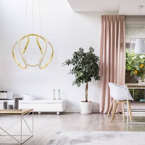 Pendant LED Lamp TOOLIGHT APP386 Modern Metal Gold + remote control
