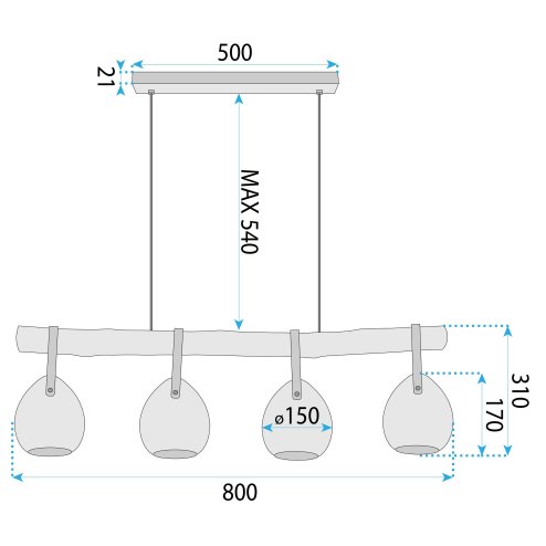 CEILING LAMP CHANDELIER TOOLIGHT APP1775-4CP BLACK