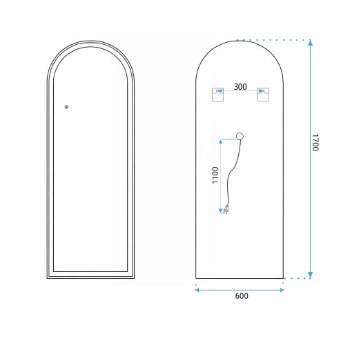 Mirror Rea Orbit 60X170 Black