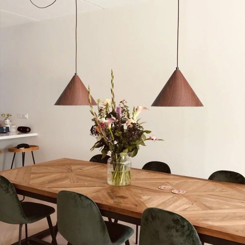 Pendant Lamp TOOLIGHT APP1443-1CP Dark Wood Cone E27