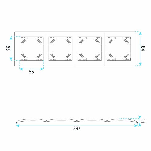Toolight Quadruple Socket Frame Oste Jnh016-4f White