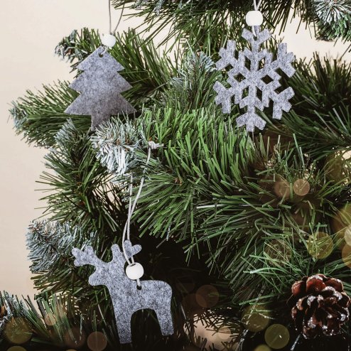 Set of 16pcs Christmas tree hangers Grey