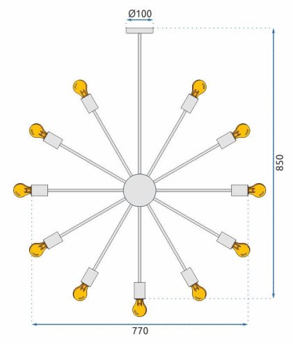 Pendant Lamp TOOLIGHT APP259-18C Black Starfish 18-light points E27 77x77x85cm