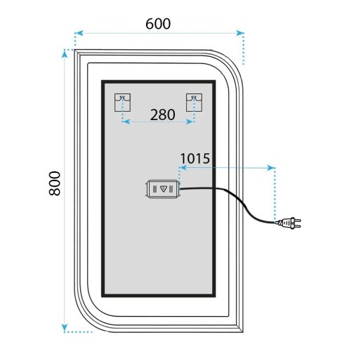 Mirror Rea Zone 80X60 Led Brush Nickel