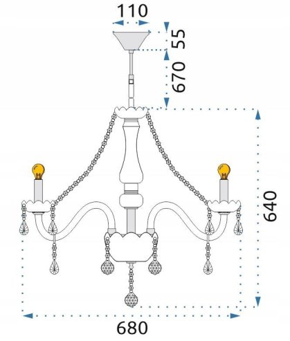 Chandelier Toolight 300750 Crystal Chrome 8-light points E14