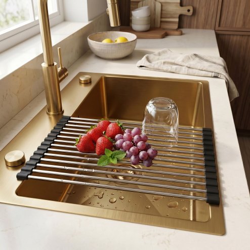 Roll-Up Dish Drying Rack For Sink Rea P12298 Black