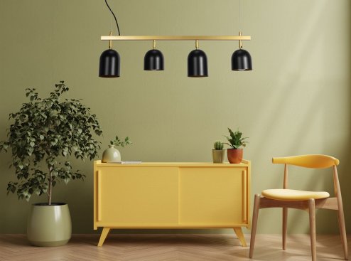 Pendant Lamp TOOLIGHT APP1031-4CP Gold Black 4-light points E27 74x10x20-110cm