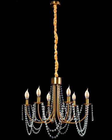 Chandelier Toolight APP765-6CP Crystal Gold Candles 6-light points E14 60x60x42-112cm
