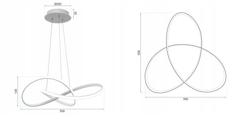 Pendant LED Lamp TOOLIGHT APP393-CP Modern Ring Chrome + remote control 1-light point 40W 55x55x14,5cm