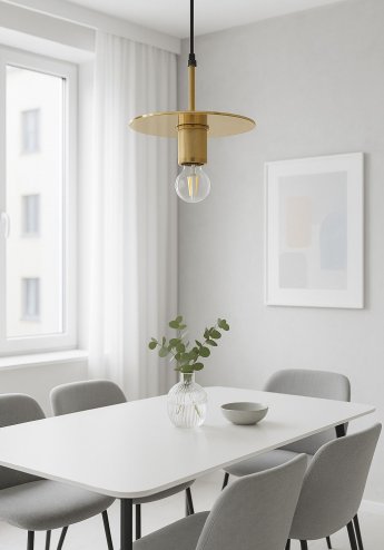 Pendant Lamp TOOLIGHT APP1181-1CP FLAT Gold Metal E27 1-light point