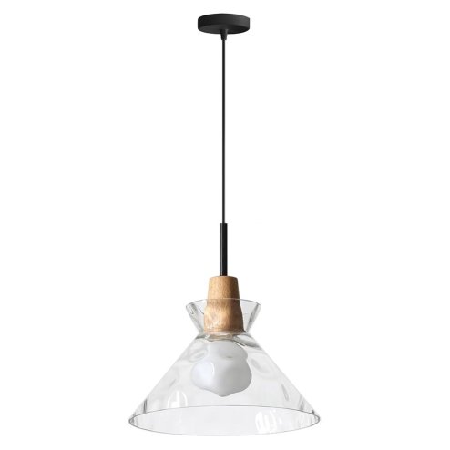 Pendant Lamp TOOLIGHT APP1183-1CP B Black Gold Metal Glass E27 1-light point