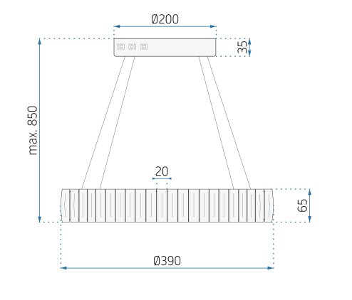 Pendant LED Lamp TOOLIGHT APP1040-CP Cristal + remote control Round 2-light points 40W 39x39x6,5-85cm