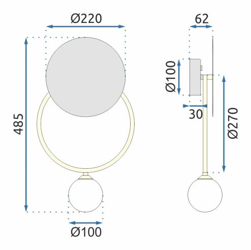 Wall Light Toolight APP923-1W G9 black / gold