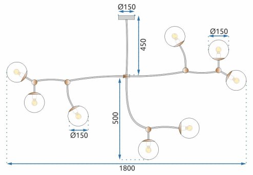 CEILING LAMP CHANDELIER TOOLIGHT APP1673-8CP BLACK