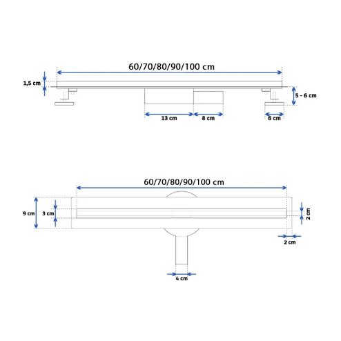 Linear drainage REA Neo Slim Mirror Gold Pro 50