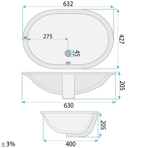 Rea Inset Washbasin Vena