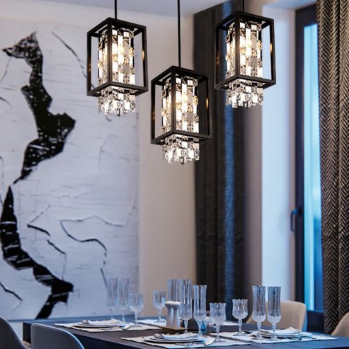 Pendant Lamp TOOLIGHT APP1110 PERPENDICULAIRE Metal Black E27 1-light point