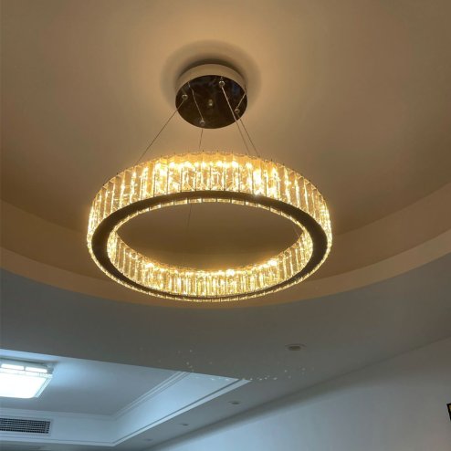 Pendant LED Lamp TOOLIGHT APP982-CP Cristal Round 2-light points 24W 40x40x8-98cm