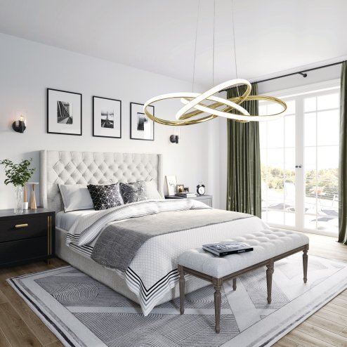 Pendant LED Lamp TOOLIGHT APP815-CP Modern NODE Gold + remote control 1-light point 70 W 60x60x13cm
