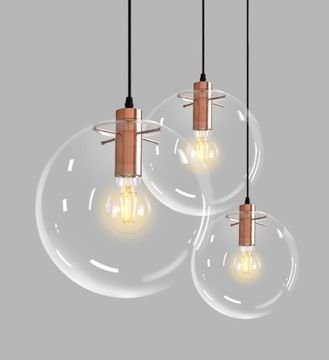 Pendant Lamp TOOLIGHT APP041-1CP LASSI Glass 3 Balls Rose-Gold 20-25-30cm E27